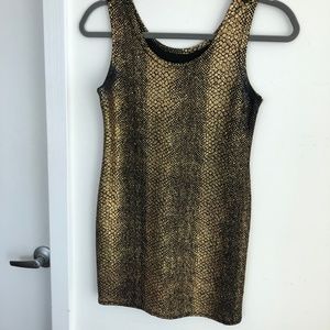 Golden metallic stretch tunic tank top/mini dress